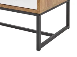 Movel De Tv Com 2 Portas E 2 Prateleiras Em Madeira Clara E Branco Nueva