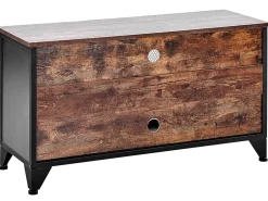 Movel De Tv Com 2 Portas Em Madeira Escura E Preto Vince