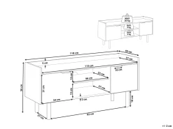 Movel De Tv Com 2 Portas E 2 Prateleiras Branco E Cor De Madeira Escura Madera