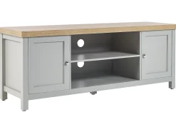 Movel De Tv Com 2 Portas E 2 Prateleiras Em Cinzento E Madeira Clara Hamp