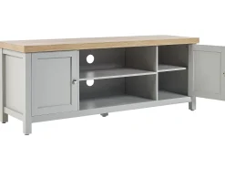 Movel De Tv Com 2 Portas E 2 Prateleiras Em Cinzento E Madeira Clara Hamp