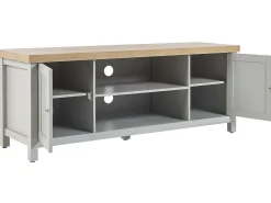 Movel De Tv Com 2 Portas E 2 Prateleiras Em Cinzento E Madeira Clara Hamp