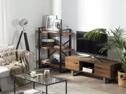 Movel De Tv Com 2 Portas Em Madeira Escura Timber