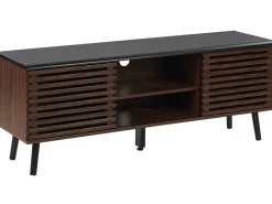 Movel De Tv Com 2 Portas E 2 Prateleira Em Madeira Escura Perth