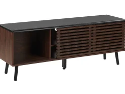 Movel De Tv Com 2 Portas E 2 Prateleira Em Madeira Escura Perth