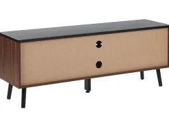 Movel De Tv Com 2 Portas E 2 Prateleira Em Madeira Escura Perth