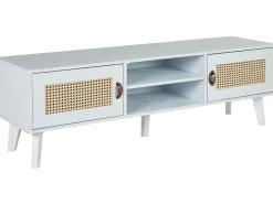 Movel De Tv Com 2 Portas E 2 Prateleiras Em Creme E Branco Parton