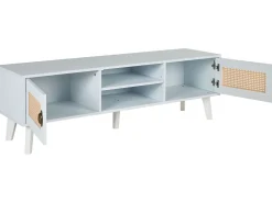 Movel De Tv Com 2 Portas E 2 Prateleiras Em Creme E Branco Parton