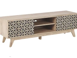 Movel De Tv Com 2 Portas E 2 Prateleiras Em Madeira Clara Prescot