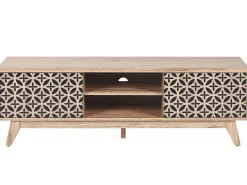 Movel De Tv Com 2 Portas E 2 Prateleiras Em Madeira Clara Prescot