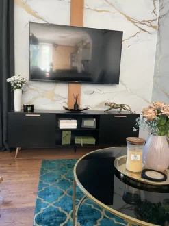 Movel De Tv Com 2 Portas E 2 Prateleiras Preto Indio