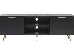 Movel De Tv Com 2 Portas E 2 Prateleiras Preto Indio