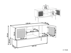 Movel De Tv Com 2 Portas E 2 Prateleiras Em Rattan Cor De Madeira Clara Pasco