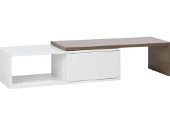 Movel De Tv Com 1 Portas Em Branco E Cor De Madeira Escura Yonkers