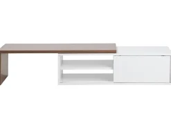 Movel De Tv Com 1 Portas Em Branco E Cor De Madeira Escura Yonkers