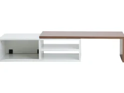 Movel De Tv Com 1 Portas Em Branco E Cor De Madeira Escura Yonkers