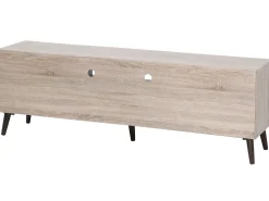 Movel De Tv Com 2 Portas E 4 Prateleiras Em Madeira Clara E Cinzenta Alloa