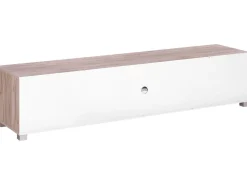 Movel De Tv Com 2 Portas E 2 Prateleiras Em Madeira Clara E Branco Lincoln