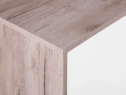 Movel De Tv Com 2 Portas E 2 Prateleiras Em Madeira Clara E Branco Lincoln