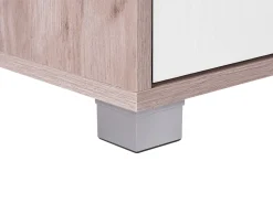 Movel De Tv Com 2 Portas E 2 Prateleiras Em Madeira Clara E Branco Lincoln