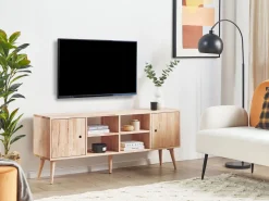 Movel De Tv Com 2 Portas E 4 Prateleiras Em Madeira Clara Chandler