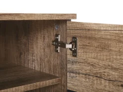 Movel De Tv Com 2 Portas E 2 Prateleiras Em Madeira Clara E Preto Sterling