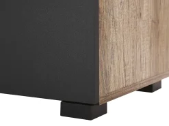 Movel De Tv Com 2 Portas E 2 Prateleiras Em Madeira Clara E Preto Sterling