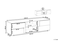Movel De Tv Com 2 Portas E 2 Prateleiras Em Madeira Clara E Preto Sterling