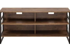 Movel De Tv Com 4 Prateleiras Em Madeira Escura E Preto Carlisle