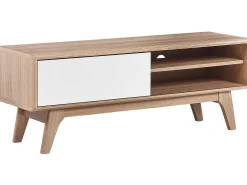 Movel De Tv Com 4 Prateleiras Em Cor De Madeira Clara E Branca Buffalo