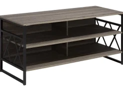 Movel De Tv Com 4 Prateleiras Em Madeira Taupe E Preto Carlisle