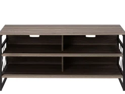 Movel De Tv Com 4 Prateleiras Em Madeira Taupe E Preto Carlisle