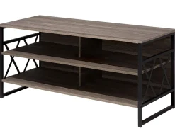 Movel De Tv Com 4 Prateleiras Em Madeira Taupe E Preto Carlisle