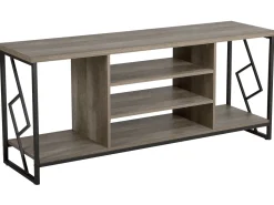 Movel De Tv Com 5 Prateleiras Em Madeira Escura E Preto Forres