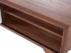 Movel De Tv Com 4 Prateleiras Em Cor De Madeira Escura E Branca Buffalo