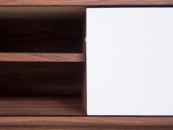 Movel De Tv Com 4 Prateleiras Em Cor De Madeira Escura E Branca Buffalo