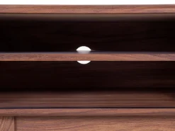 Movel De Tv Com 4 Prateleiras Em Cor De Madeira Escura E Branca Buffalo