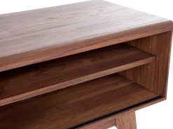 Movel De Tv Com 4 Prateleiras Em Cor De Madeira Escura E Branca Buffalo