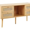 Movel De Tv De Rattan Com 4 Gavetas E 1 Prateleira Em Cor De Madeira Clara Perote
