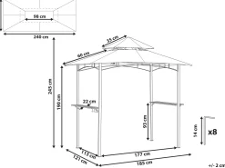 Pergula De Jardim Cinzenta 240 X 148 Cm Naro