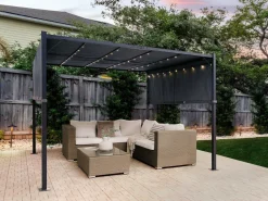 Pergula De Jardim Led Cinzento Escuro 310 X 310 Cm Parga