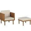 Poltrona De Jardim Com Repousa-Pes Em Madeira De Acacia Creme Baratti