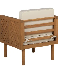 Poltrona De Jardim Com Repousa-Pes Em Madeira De Acacia Creme Baratti