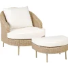 Poltrona De Jardim Em Rattan Com Repousa-Pes Cor Natural Arcille