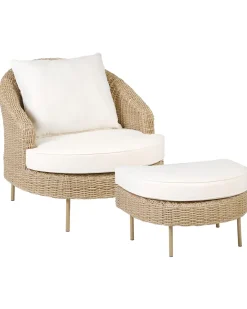 Poltrona De Jardim Em Rattan Com Repousa-Pes Cor Natural Arcille