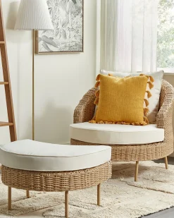 Poltrona De Jardim Em Rattan Com Repousa-Pes Cor Natural Arcille