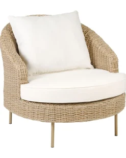 Poltrona De Jardim Em Rattan Com Repousa-Pes Cor Natural Arcille