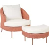 Poltrona De Jardim Em Rattan Com Repousa-Pes Rosa Arcille