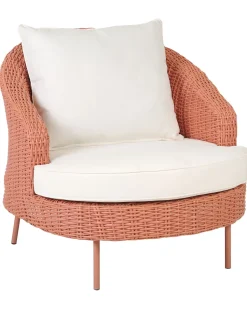 Poltrona De Jardim Em Rattan Com Repousa-Pes Rosa Arcille