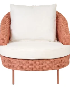 Poltrona De Jardim Em Rattan Com Repousa-Pes Rosa Arcille
